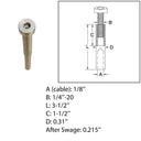 Marine 1/8" Adjustable Swage Stud Cable Railing Wire T316 Stainless Steel 4 Pcs