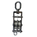 Double Sheave Swivel Eye Block 3/16" Cable Wire Rope 1450 Lb WLL Stainless Steel