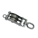 Double Sheave Swivel Eye Block 3/16" Cable Wire Rope 1450 Lb WLL Stainless Steel
