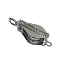 Double Sheave Swivel Eye Block 3/16" Cable Wire Rope 1450 Lb WLL Stainless Steel