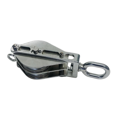 Double Sheave Swivel Eye Block 3/16" Cable Wire Rope 1450 Lb WLL Stainless Steel
