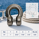 Marine Boat G60 Clevis Shackle, T318 LN Stainless Steel Chain Shackle for Rigging, Lifting, Dock, and Outdoor Hardware