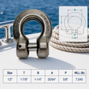 Marine Boat G60 Clevis Shackle, T318 LN Stainless Steel Chain Shackle for Rigging, Lifting, Dock, and Outdoor Hardware