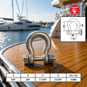 T316 Stainless Steel Bolt Pin Anchor Shackle, Drop Forged Marine Grade Shackle for Chain, Rigging, Lifting, and Boat Hardware