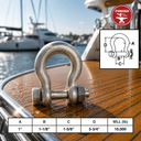 T316 Stainless Steel Bolt Pin Anchor Shackle, Drop Forged Marine Grade Shackle for Chain, Rigging, Lifting, and Boat Hardware