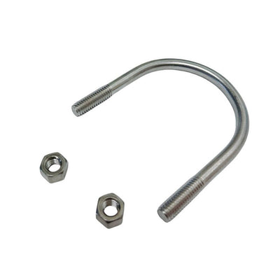 1.25"L U-Bolts, 1/4"-20 Thread With Hex Nuts, 450 Lbs WLL, Stainless Steel 4 Pcs