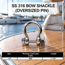Marine Grade T316 Stainless Steel Bow Shackle Anchor Shackle with Cotter Pin Lock for Boat, Dock, and Rigging - PACK 5