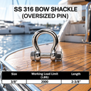 Marine Grade T316 Stainless Steel Bow Shackle Anchor Shackle with Cotter Pin Lock for Boat, Dock, and Rigging - PACK 5