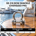 Marine Grade T316 Stainless Steel Bow Shackle Anchor Shackle with Cotter Pin Lock for Boat, Dock, and Rigging - PACK 5