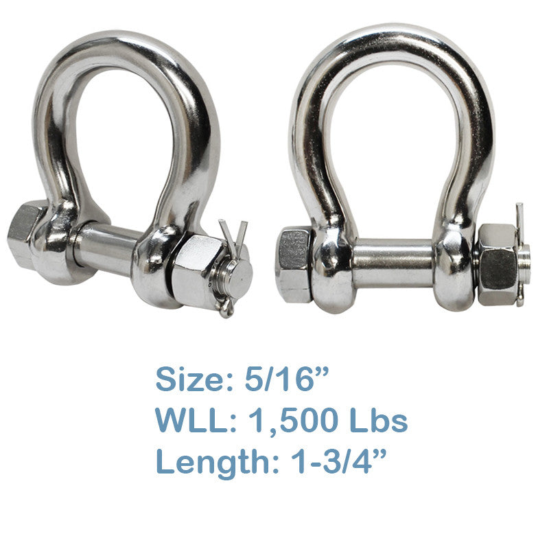 Marine Grade T316Stainless Steel Bow Shackle Anchor Shackle with Cotter Pin Lock