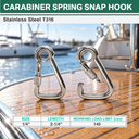 5 Pc T316 Stainless Steel Marine Carabiner Spring Snap Hook with Eyelet Screw Nut for Boat, Rigging, Rope, and Cable