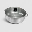 8 Qt Aluminum Caldero Stock Pot with Glass Lid – Satin Finish Dutch Oven, Even Heating Cooking Pot for Rice, Soup & Stews