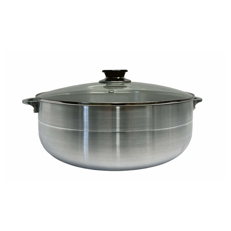 8 Qt Aluminum Caldero Stock Pot, Cooking Dutch Oven With Glass Lid,Satin Finish