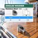 T316 Stainless Steel Marine Cable Rail Beveled Angle Washers, Stair Railing Hardware for Cable Railing Posts - PACK 5