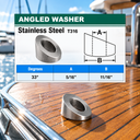 T316 Stainless Steel Marine Cable Rail Beveled Angle Washers, Stair Railing Hardware for Cable Railing Posts - PACK 5