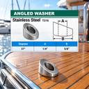 T316 Stainless Steel Marine Cable Rail Beveled Angle Washers, Stair Railing Hardware for Cable Railing Posts - PACK 5