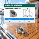 T316 Stainless Steel Marine Cable Rail Beveled Angle Washers, Stair Railing Hardware for Cable Railing Posts - PACK 5
