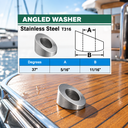 T316 Stainless Steel Marine Cable Rail Beveled Angle Washers, Stair Railing Hardware for Cable Railing Posts - PACK 5