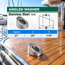T316 Stainless Steel Marine Cable Rail Beveled Angle Washers, Stair Railing Hardware for Cable Railing Posts - PACK 5