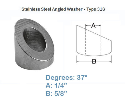 5 PCS Stainless Steel 316 Marine Cable Rail Beveled Angle Washer Stair