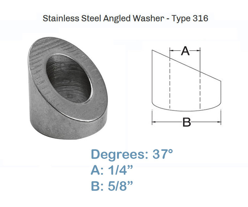 5 PCS Stainless Steel 316 Marine Cable Rail Beveled Angle Washer Stair