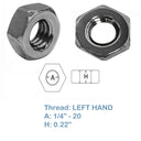 20 Pcs 1/4" -20 Stainless Steel 316 Hex Nut UNC Type Right HAND, LEFT HAND