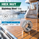 20 Pcs 1/4" -20 Stainless Steel 316 Hex Nut UNC Type Right HAND, LEFT HAND