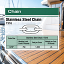 10 Ft Stainless Steel Proof Coil Chain, Hoist Lift Puller Chain for Rigging, Lifting, Pulling, and Outdoor Use