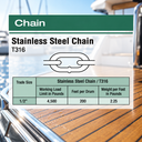 10 Ft Stainless Steel Proof Coil Chain, Hoist Lift Puller Chain for Rigging, Lifting, Pulling, and Outdoor Use