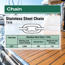 10 Ft Stainless Steel Proof Coil Chain, Hoist Lift Puller Chain for Rigging, Lifting, Pulling, and Outdoor Use