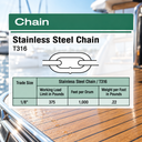 10 Ft Stainless Steel Proof Coil Chain, Hoist Lift Puller Chain for Rigging, Lifting, Pulling, and Outdoor Use