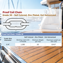 Grade 30 Hot Dip Galvanized Steel Proof Coil Chain, Utility Chain for Towing, Securing, Rigging, and Outdoor Use