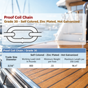 Grade 30 Hot Dip Galvanized Steel Proof Coil Chain, Utility Chain for Towing, Securing, Rigging, and Outdoor Use