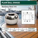 10 PC 316 Stainless Steel Plain Ball Swage End Fitting, Industrial Wire Rope Terminal for Cable Rigging and Wire Rope Assemblies