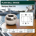 10 PC 316 Stainless Steel Plain Ball Swage End Fitting, Industrial Wire Rope Terminal for Cable Rigging and Wire Rope Assemblies
