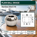 10 PC 316 Stainless Steel Plain Ball Swage End Fitting, Industrial Wire Rope Terminal for Cable Rigging and Wire Rope Assemblies
