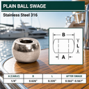10 PC 316 Stainless Steel Plain Ball Swage End Fitting, Industrial Wire Rope Terminal for Cable Rigging and Wire Rope Assemblies