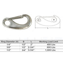 T316 Stainless Steel Gate Snap Hook Marine Grade Carabiner for Rigging, Sailing, and Outdoor Use