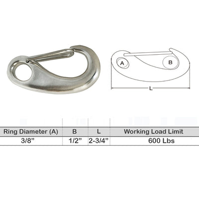 Stainless Steel 316 Gate Snap Hook Carabiner For Boat Rigging