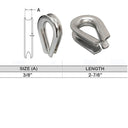Stainless Steel 316 Heavy Duty Wire Rope Thimble Marine Cable Shade Sail