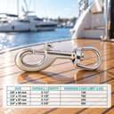 T316 Stainless Steel Swivel Eye Bolt Snap Hook, Marine Grade Boat Clip for Rigging, Sailing, Dock, and Deck Hardware - PACK 5