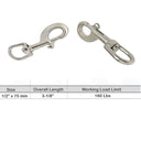 Stainless Steel 316 Swivel Eye Bolt Snap Hook 5 Pc Set