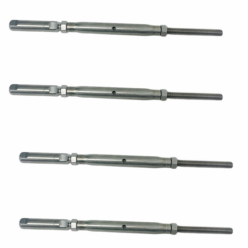 Marine 3/16" Push And Go Threaded Turnbuckle 1/4"-20 T316 Stainless Steel 4 Pcs