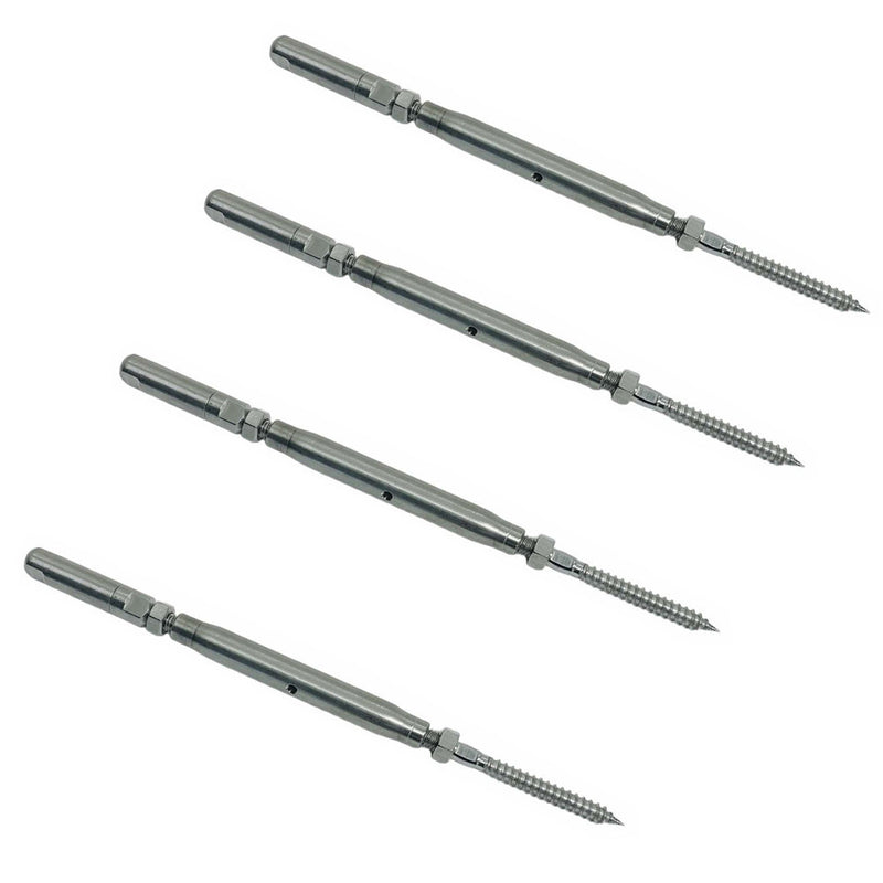 4 Pcs Marine 1/4" Push And Go Lag Turnbuckle 5/16"-18 Thread 316 Stainless Steel