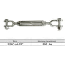 T316 Stainless Steel Marine HOOK HOOK, JAW JAW Turnbuckle