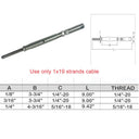 Marine Push And Go Threaded Turnbuckle For Cable Wire T316 Stainless Steel