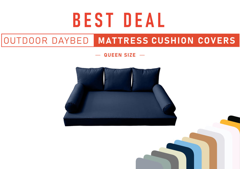 Model-3 QUEEN SIZE Daybed Mattress Bolster Pillow Cushion Outdoor COVER ONLY