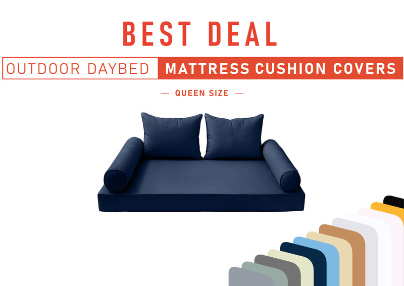 Model-4 QUEEN SIZE Daybed Mattress Bolster Pillow Cushion Outdoor COVER ONLY