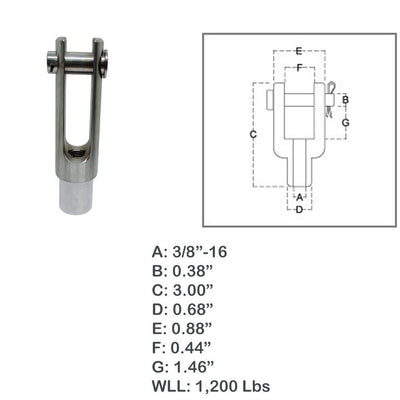Marine Right Handed Threaded Yoke End Stainless Steel T316