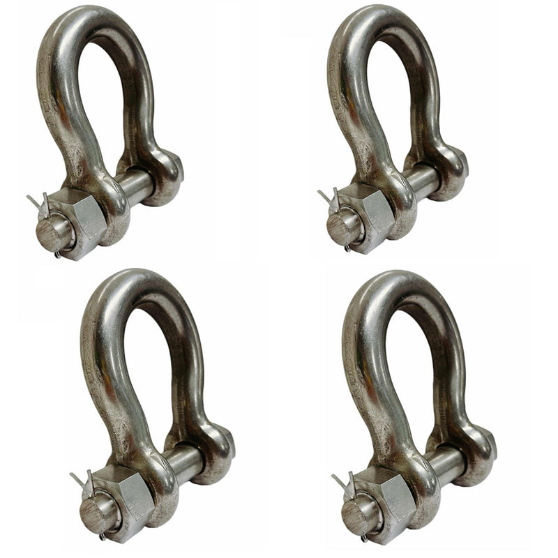 4Pc Stainless Steel Drop Forged 5/8" Mil-Spec Bolt Pin Anchor Shackle 4000Lb WLL